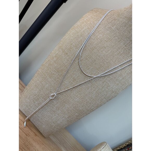 Silver-Tone Double-Layer Knot Necklace By J. Jill - Picture 3 of 9